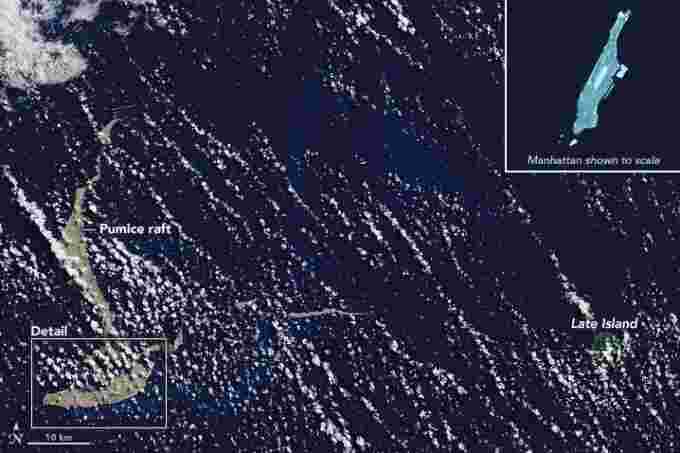 NASA Observatory of the comparison of islands of pumice