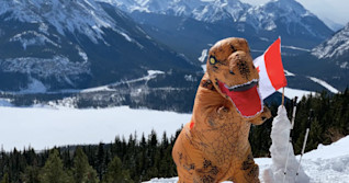 Calgary 'Dino Guy' finishes mountain summits in T. rex costume
