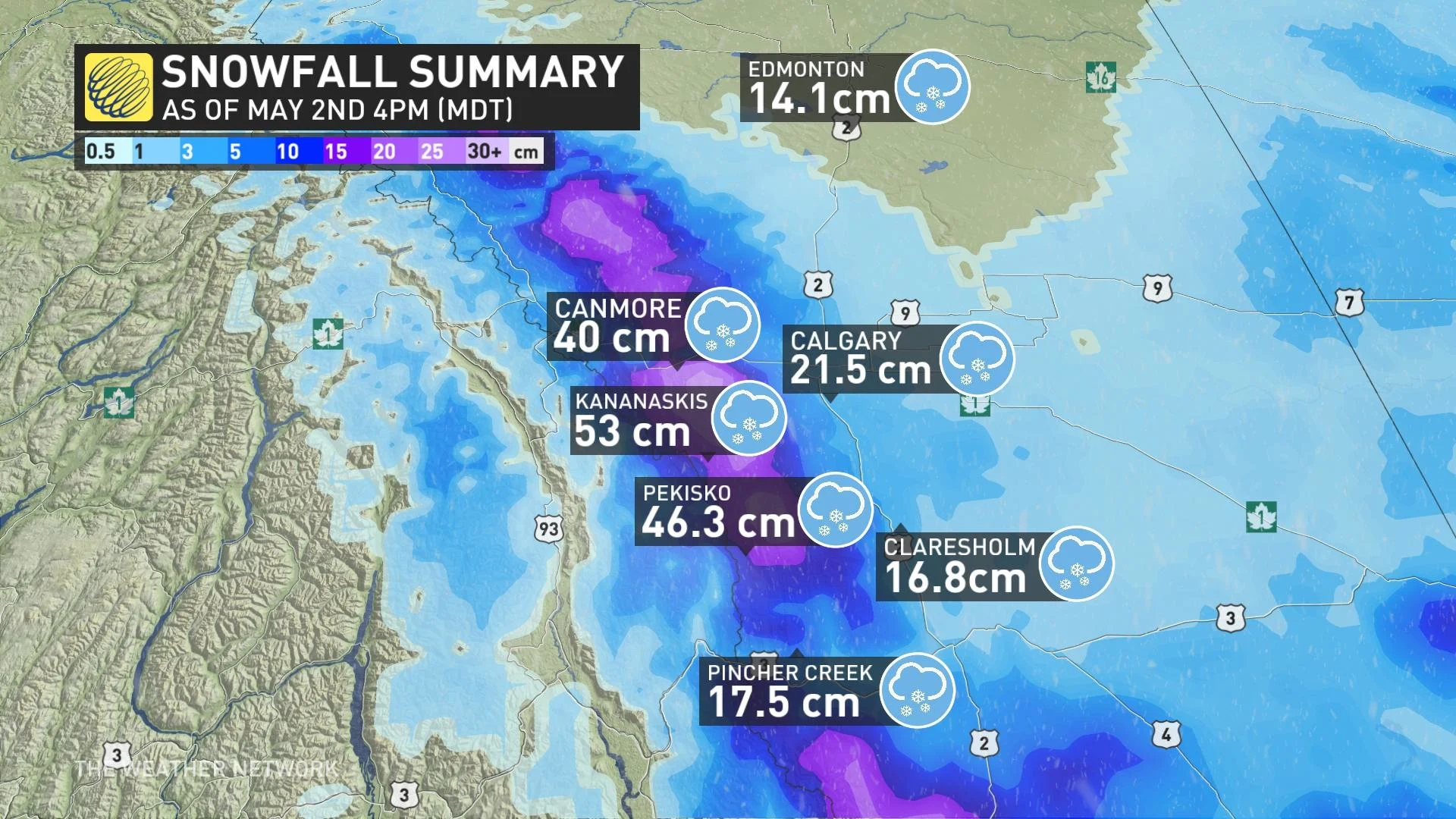 Alberta Snow Totals May 2 2024