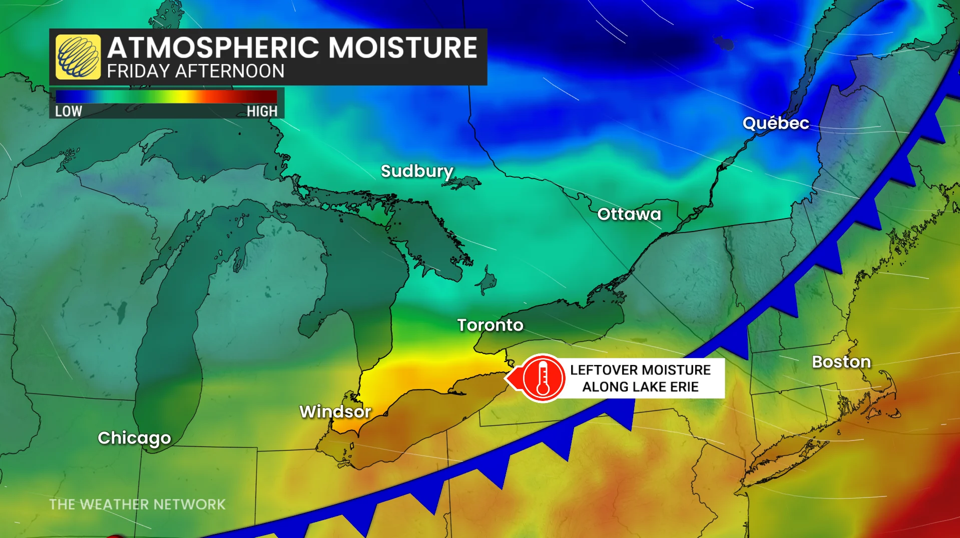 Ontario atmospheric moisture Friday afternoon