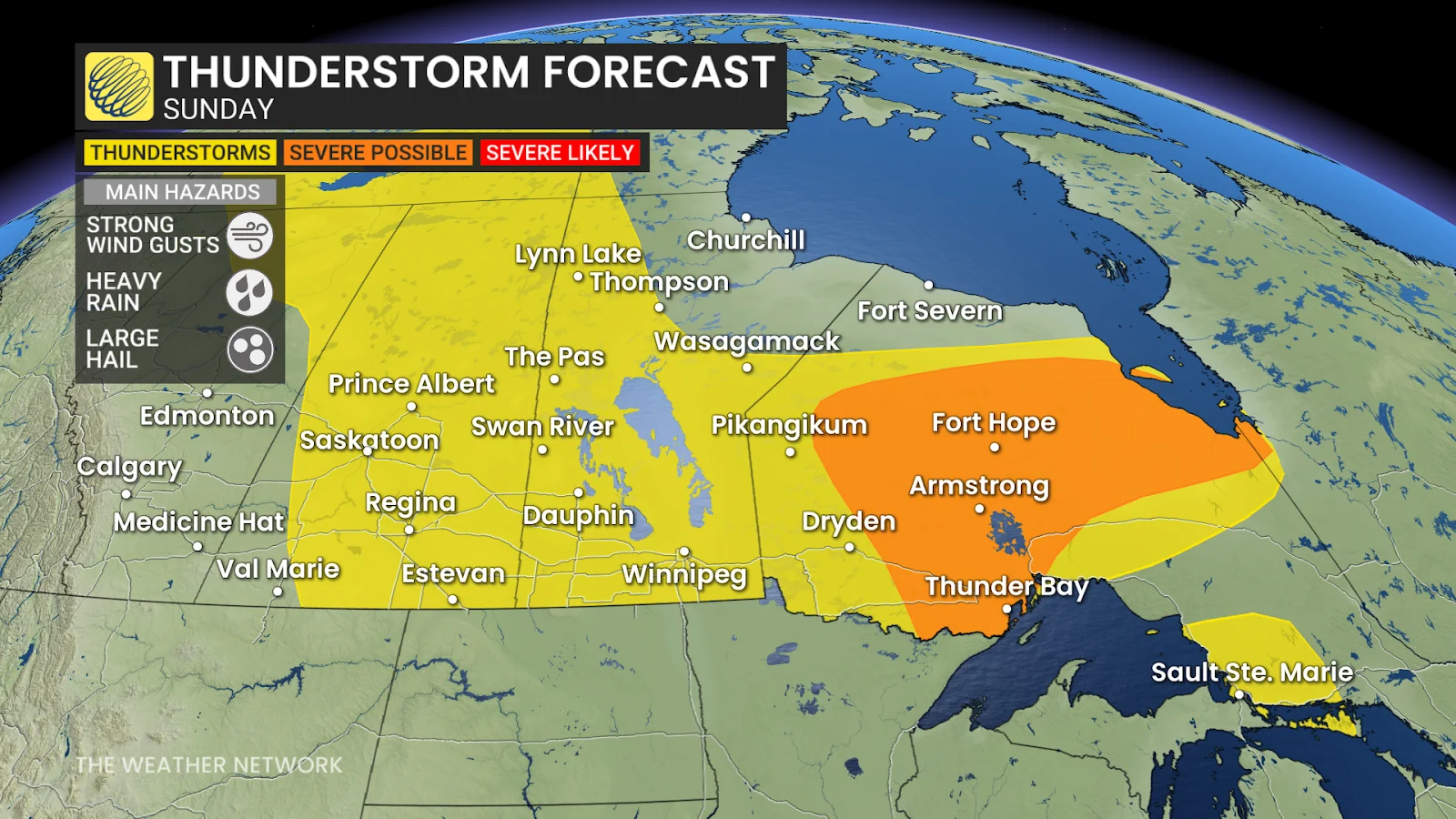 Prairies thunderstorm forecast Sunday