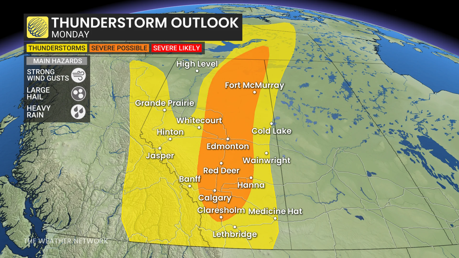 Baron - Monday thunderstorm risk Alberta - May 26