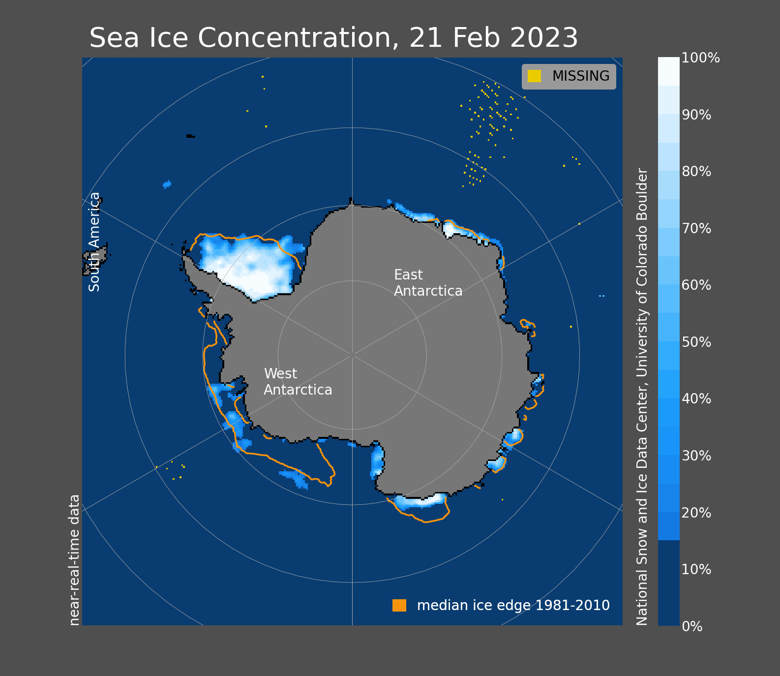 Antarctic Sea Ice Concentration 20230221 NSIDC