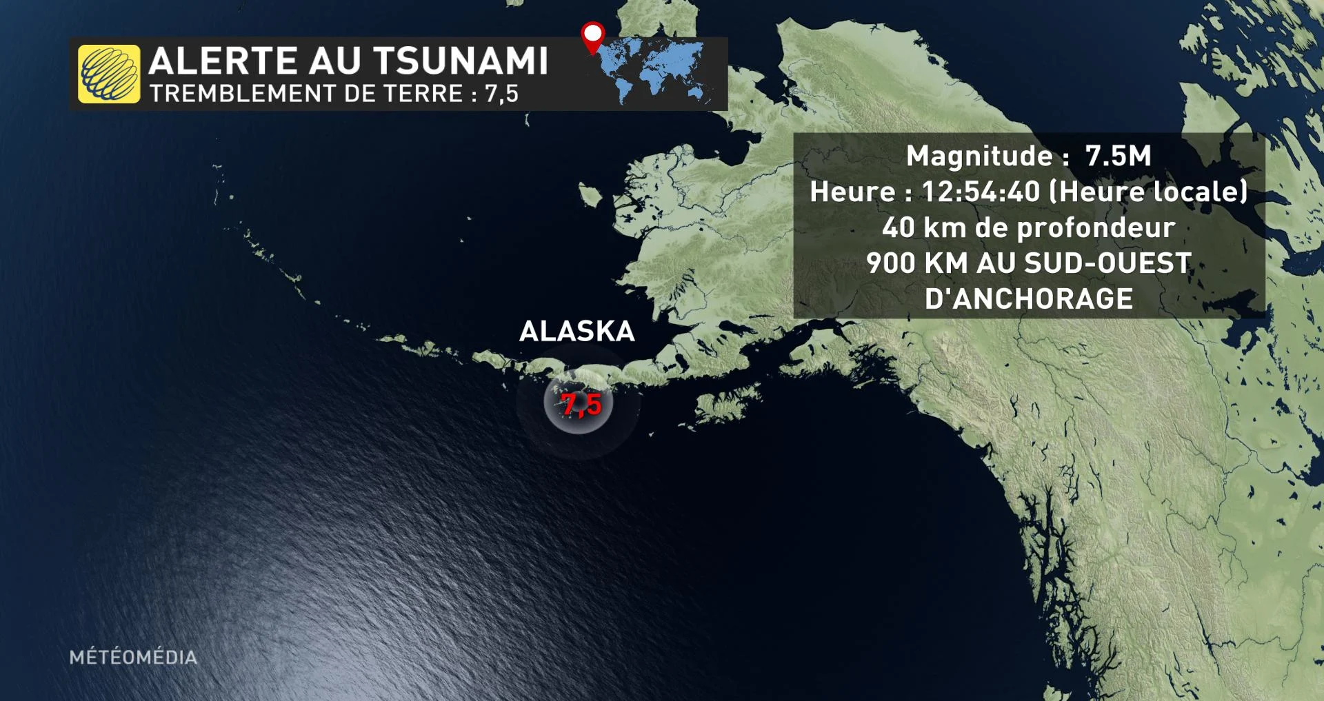 Alerte au tsunami en Alaska après un violent tremblement de terre