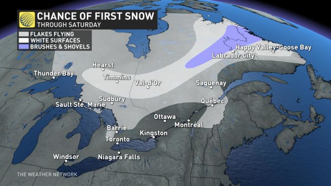 First Snow Chances Ontario Quebec