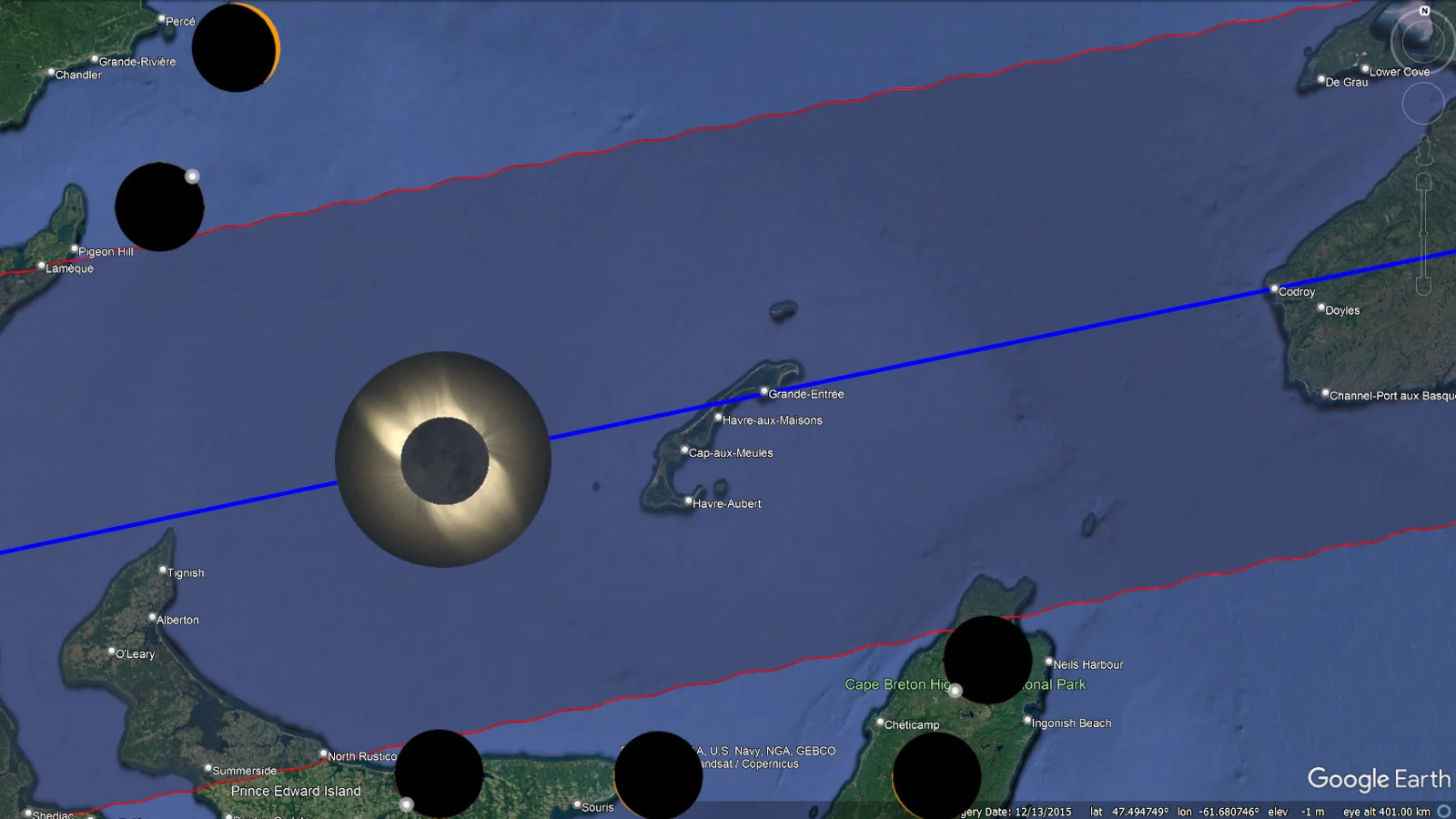 April 8 2024 - Path of Totality - Gulf w icons