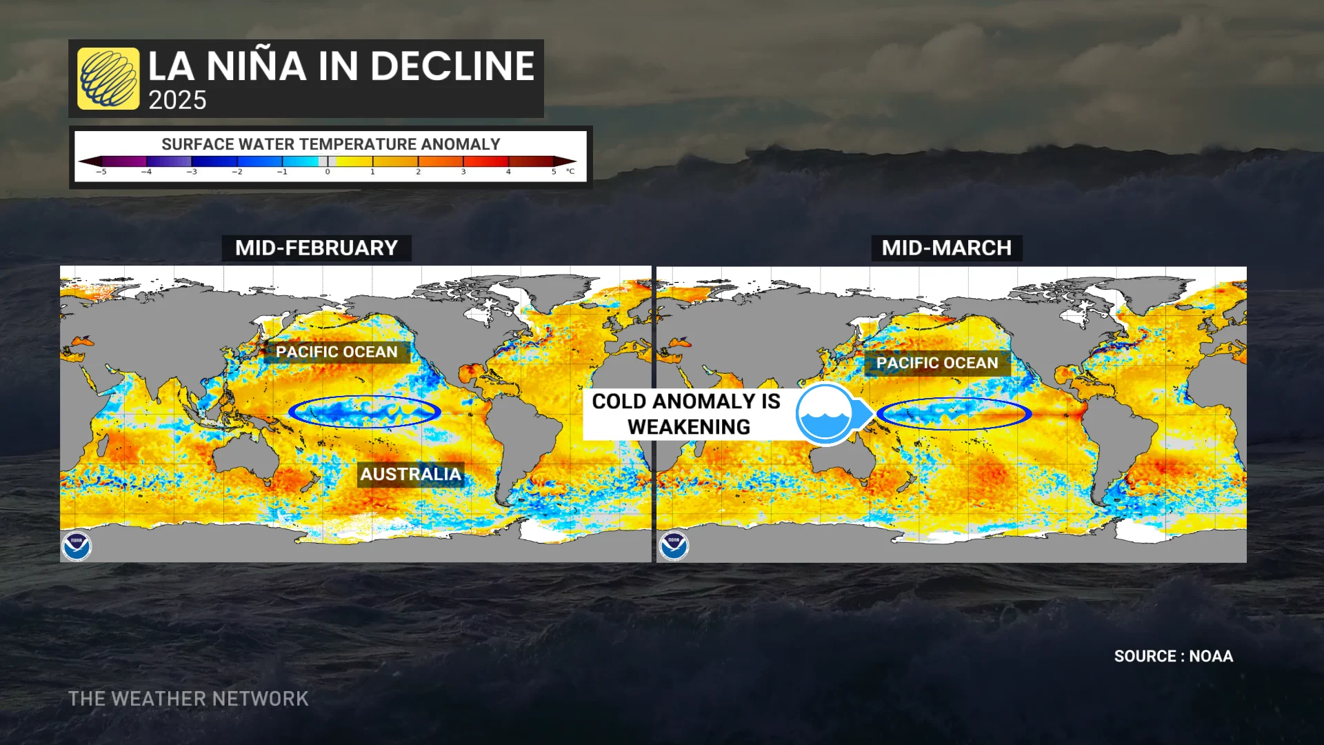La Nina Temperatures March 2025