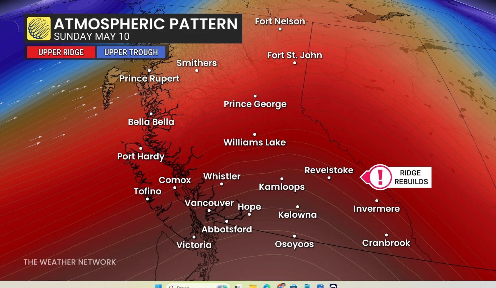 B.C. atmospheric pattern Sunday, May 10
