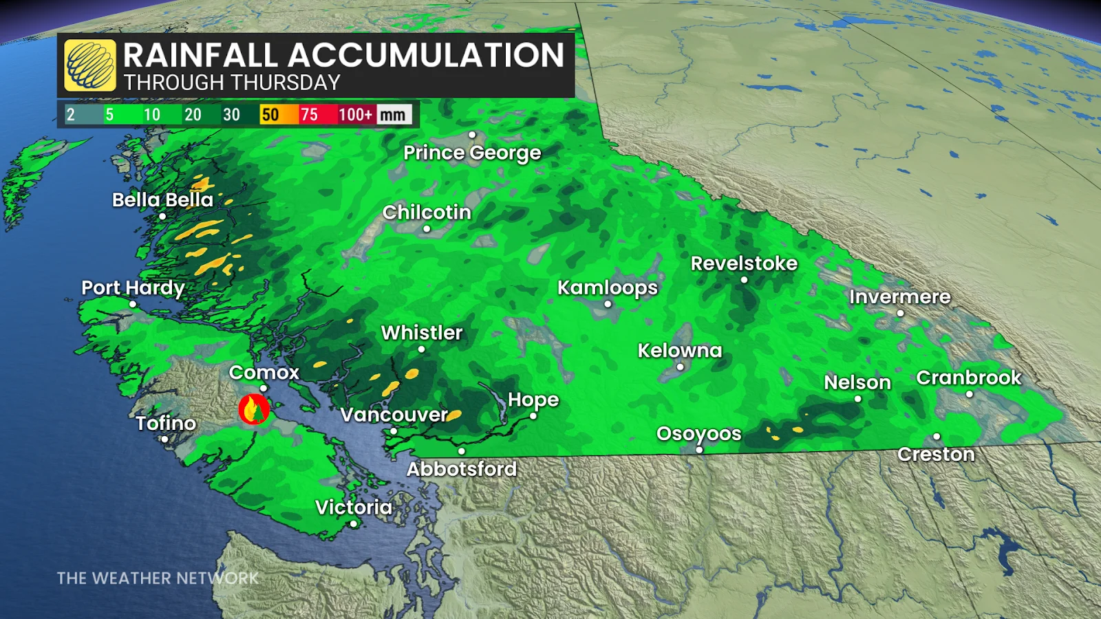 Hail, Storm, Rain, Wind, Thunderstorm, B.C., August 06, 2025. (The Weather Network/Rachel Modestino)