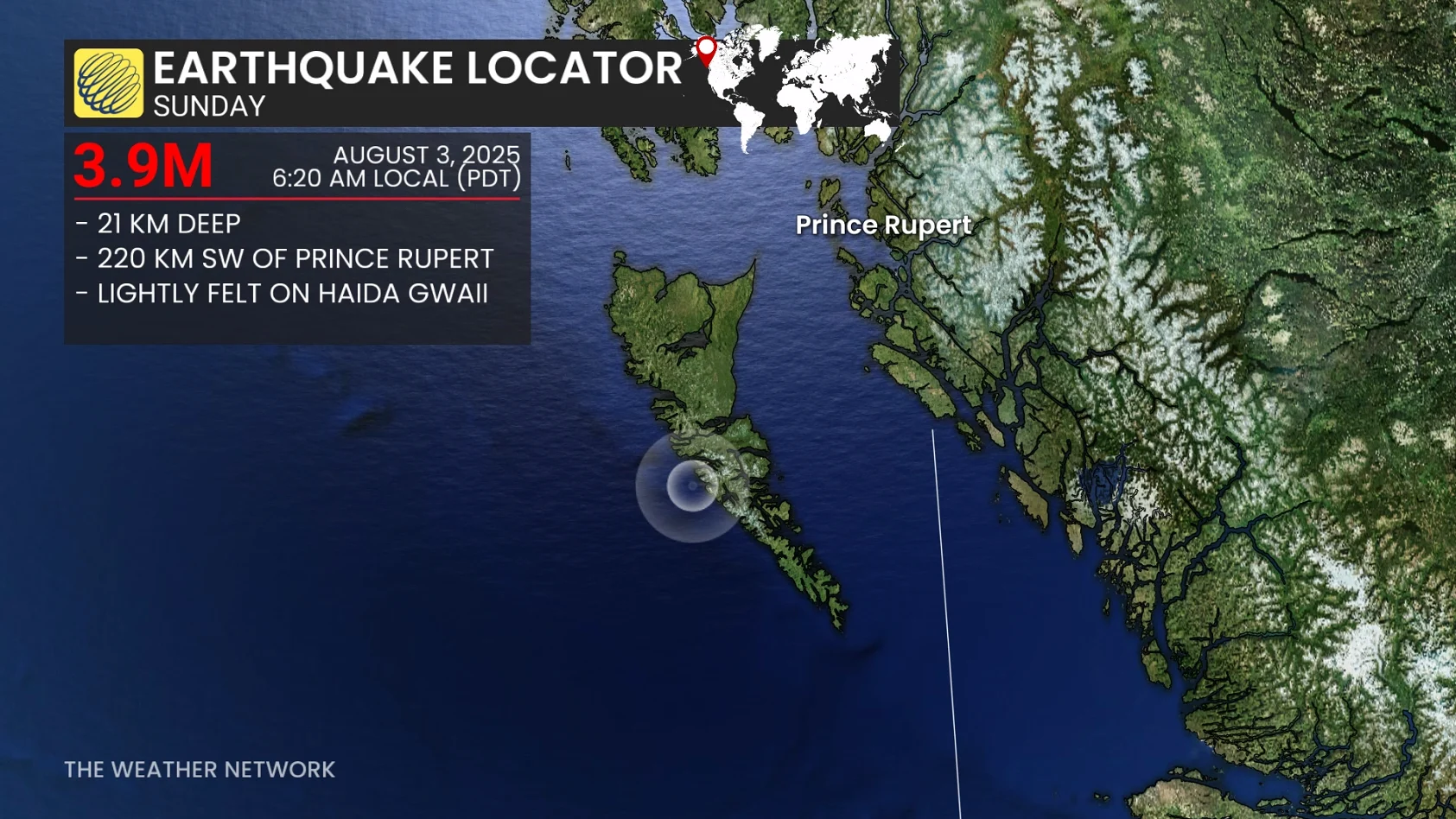 B.C. Sunday, Aug. 3, earthquake locator