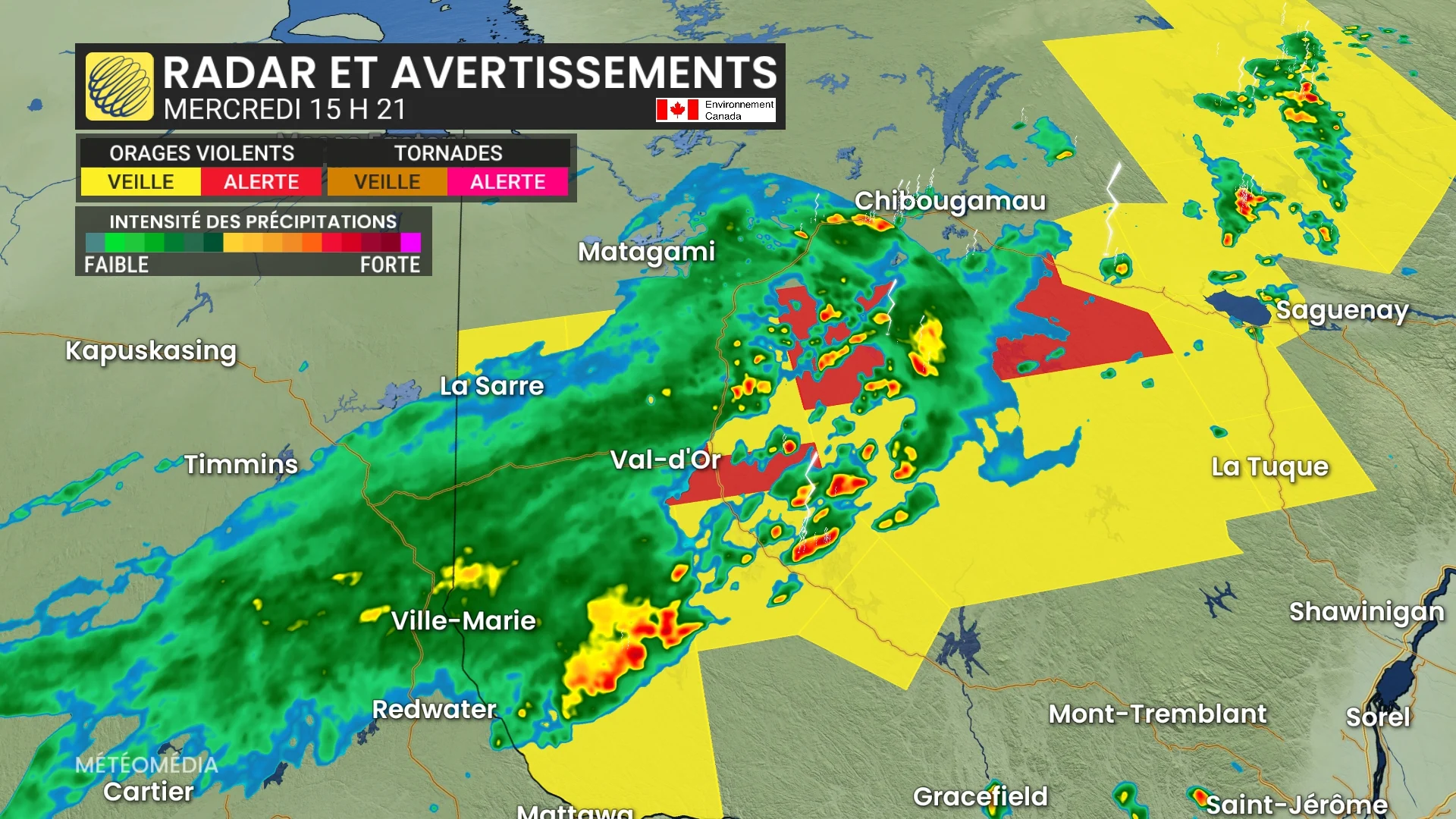 Retour des orages violents au Québec : voyez où