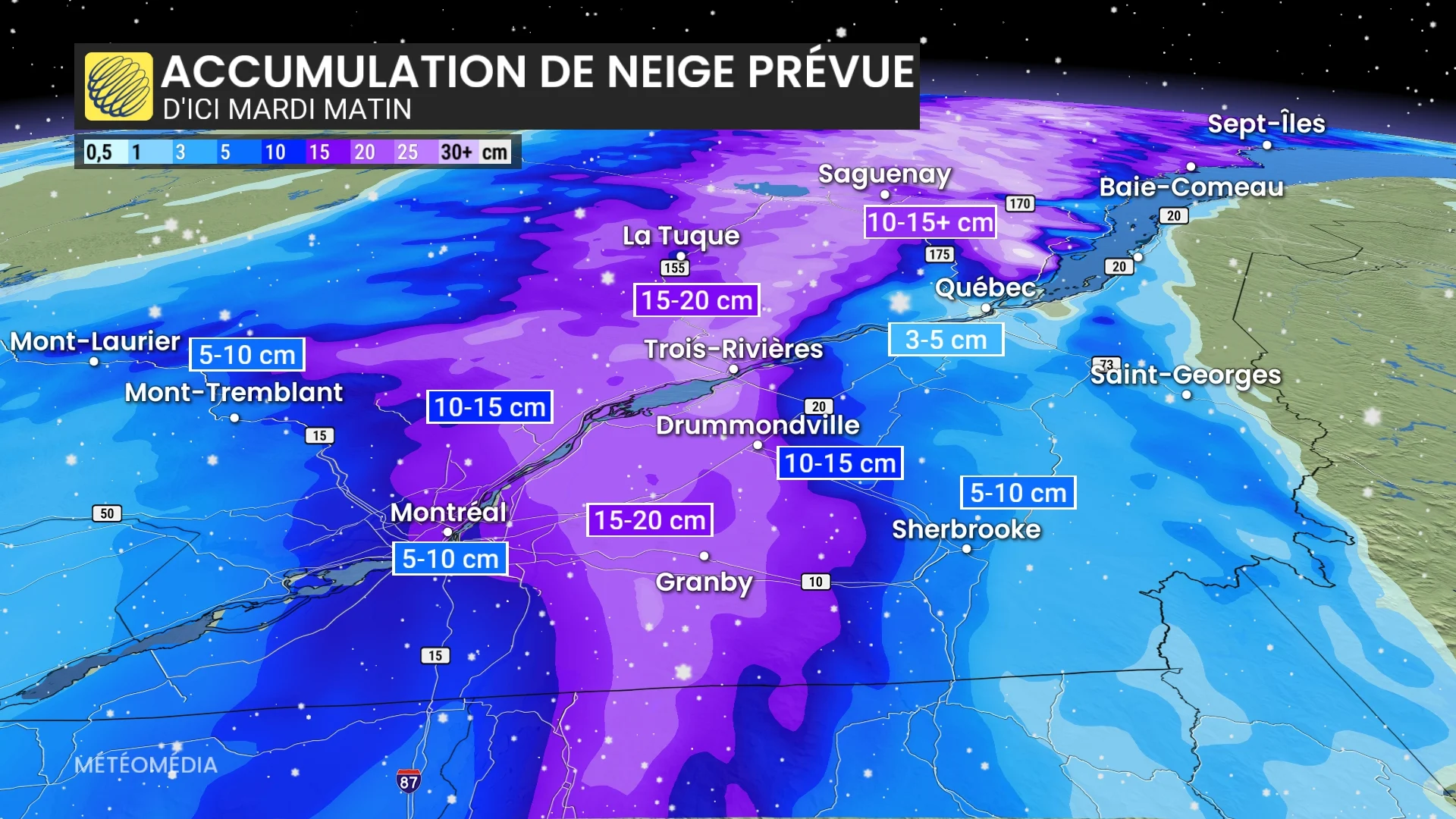 accumulation neige prevue quebec 10 novembre 2025
