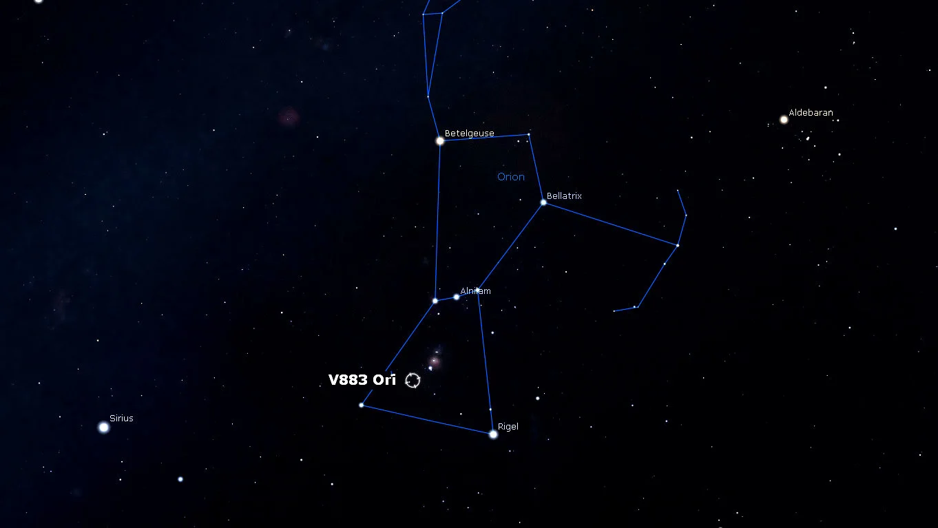 V883-Orionis-in-Orion-Stellarium