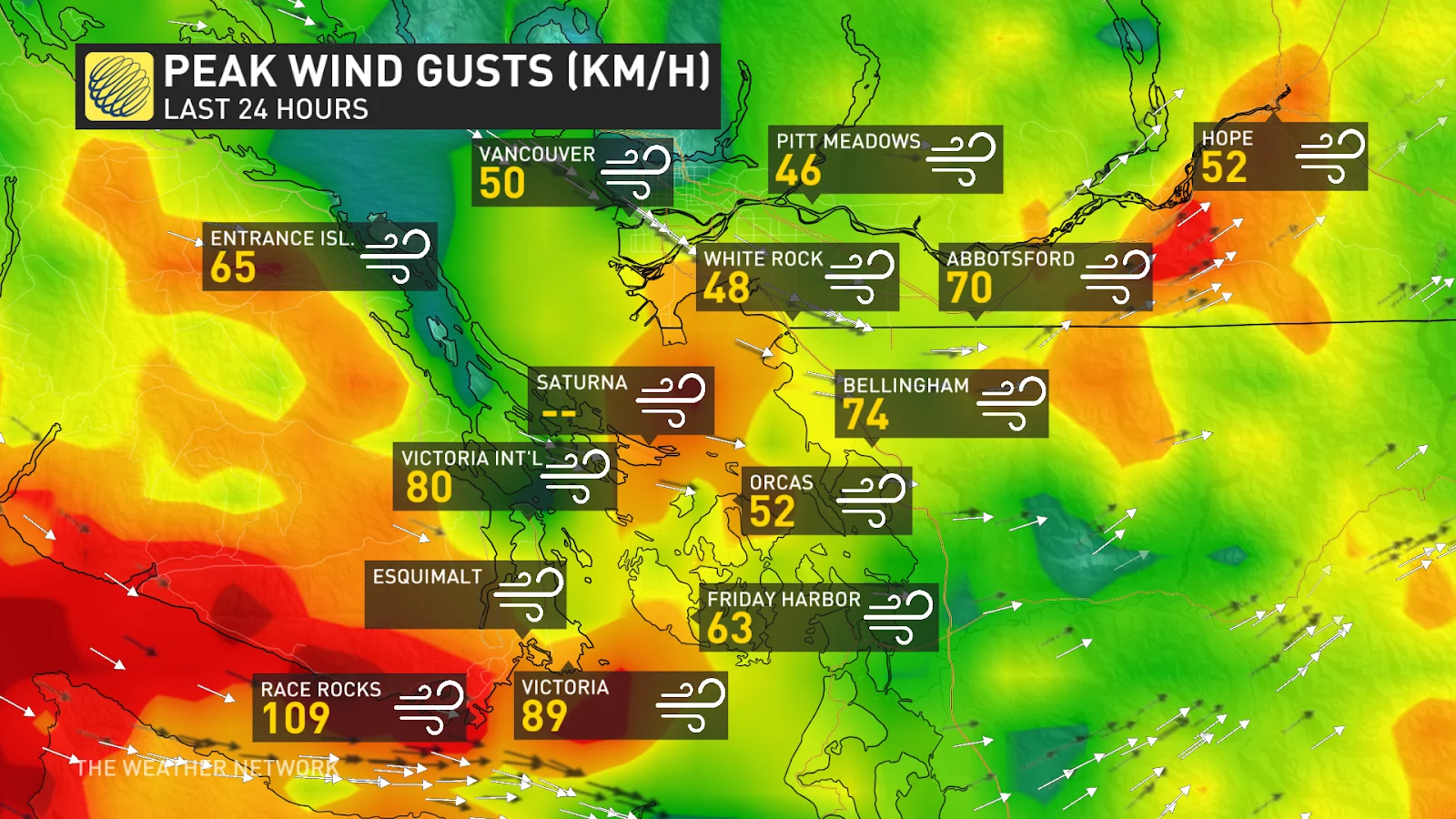 BC wind gusts Jan 9 2024