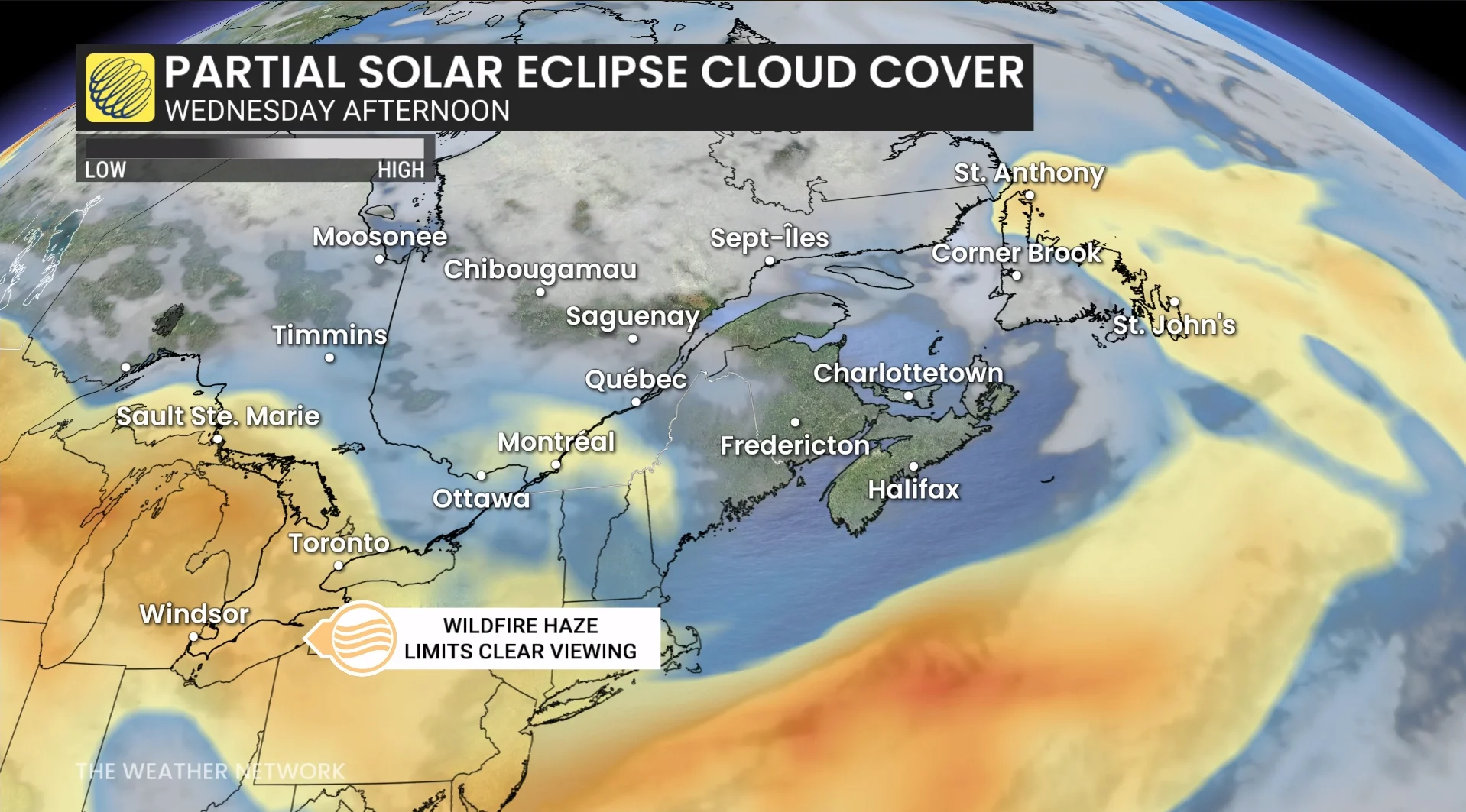 Partial Solar Eclipse August 12 2026 Clouds + Smoke - East