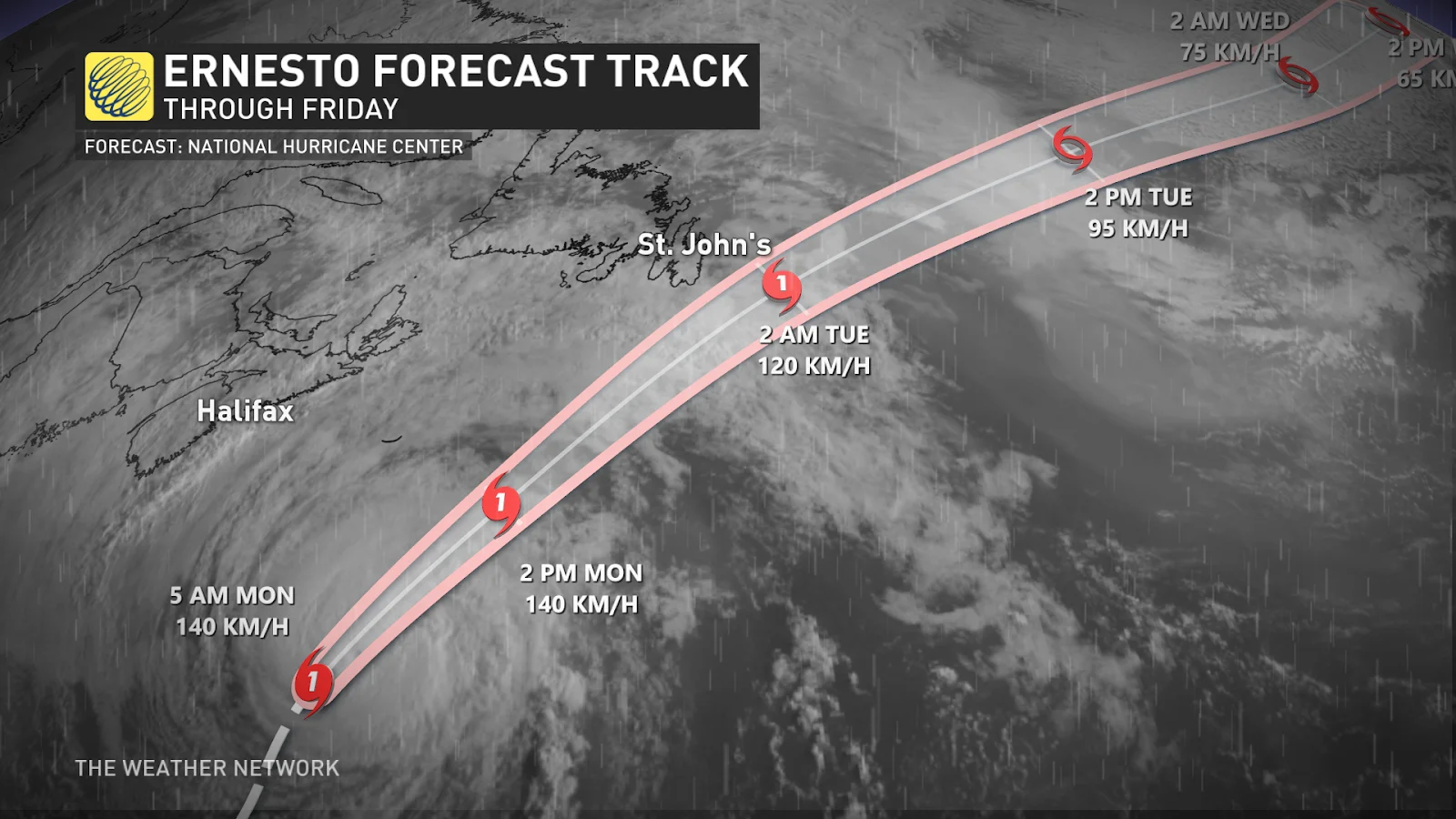 Ernesto storm track as of Aug 19 2024