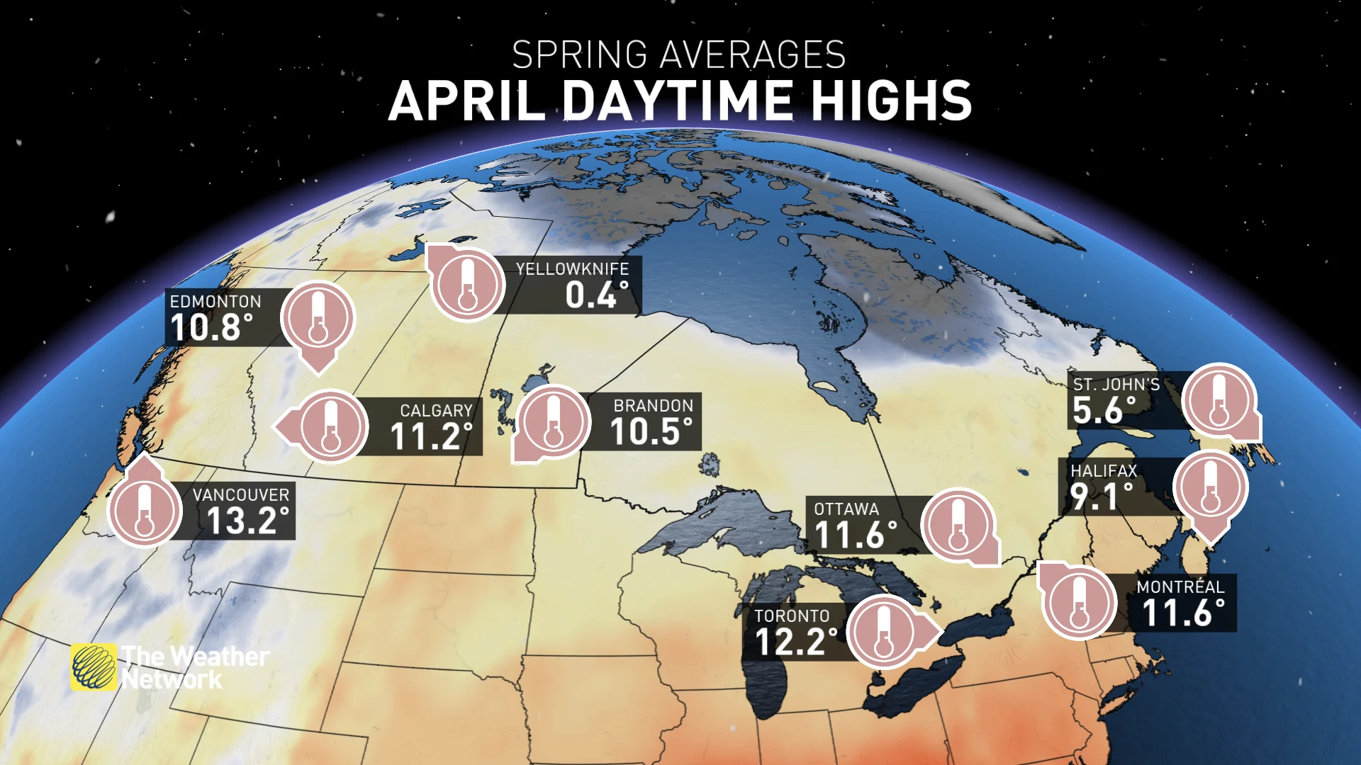 April daytime highs in spring, April 10