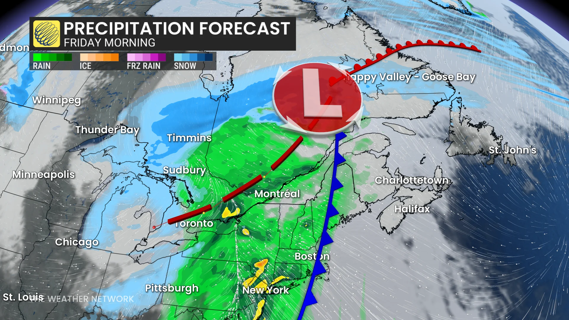 Quebec precipitation timing Friday morning
