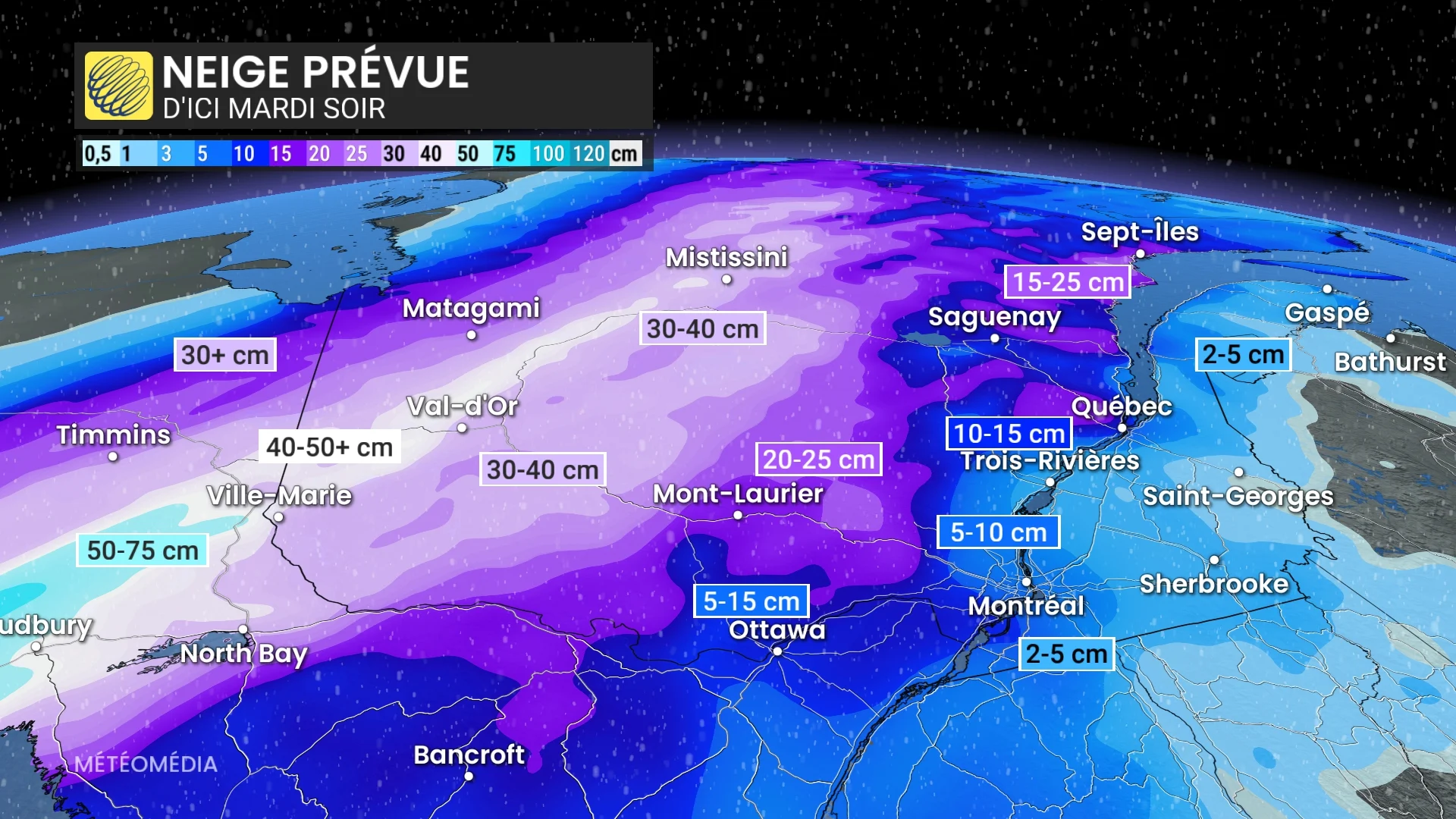 Jusqu’à 50 cm de neige et rafales à 100 km/h au Québec