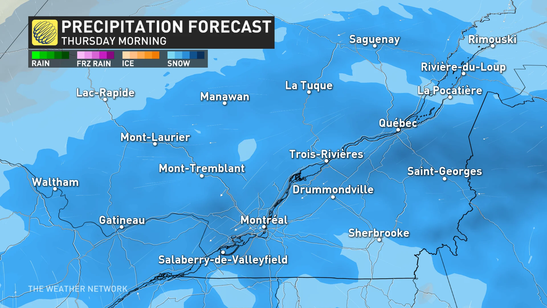 Baron - Quebec Thursday morning precipitation - Feb12