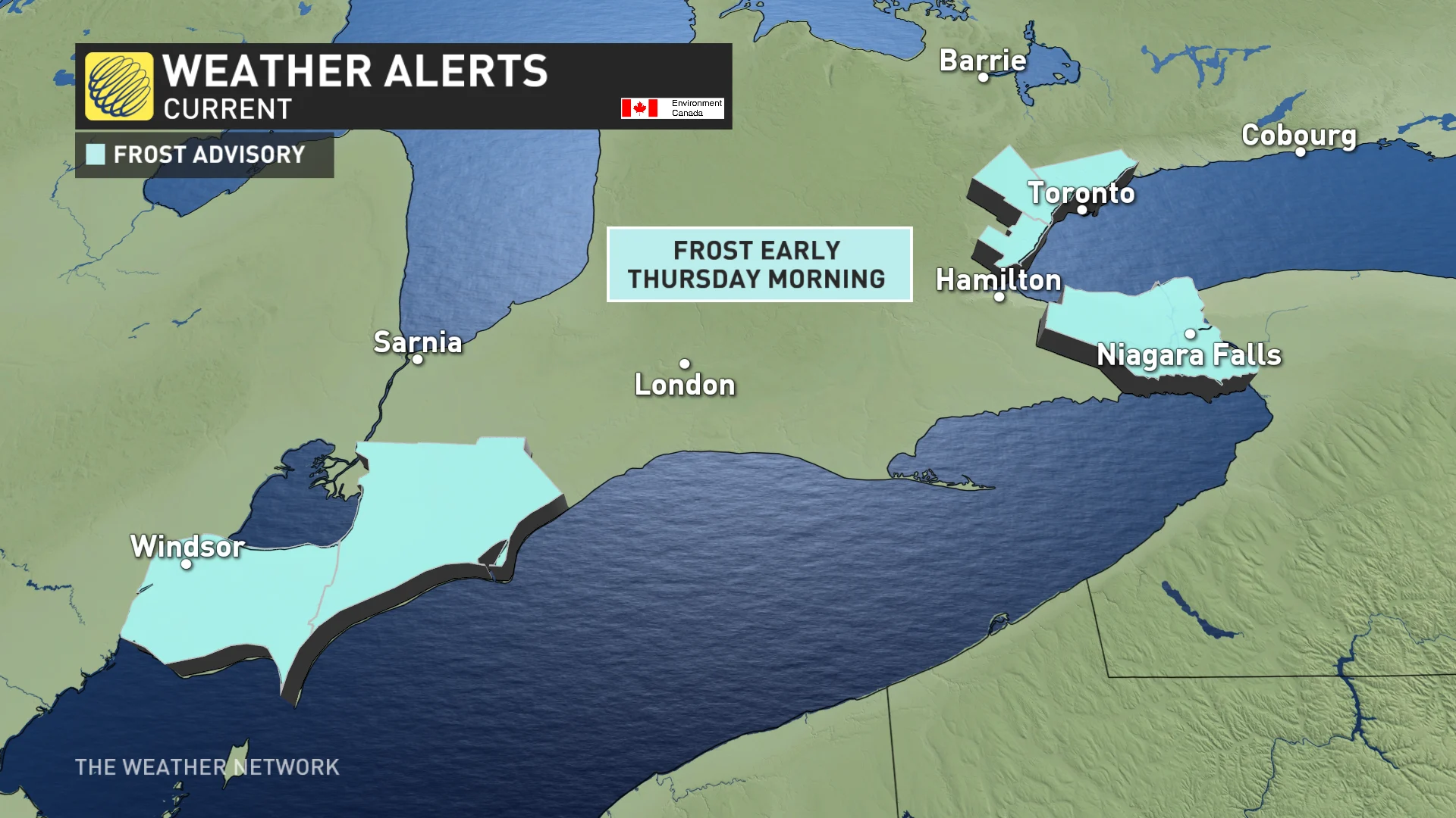southern Ontario frost alerts
