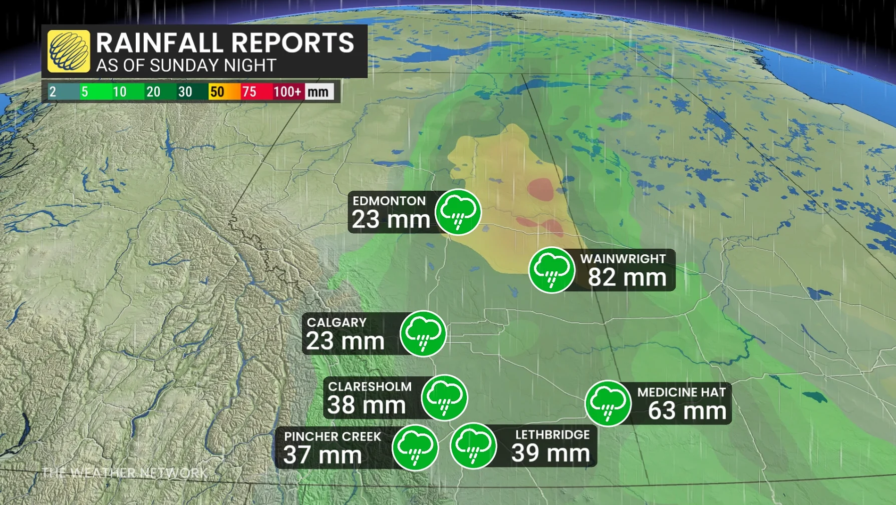 Baron - Alberta rain totals - June1