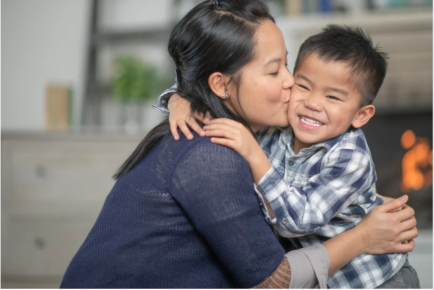 Getty Images: Loving mother and son, back to school