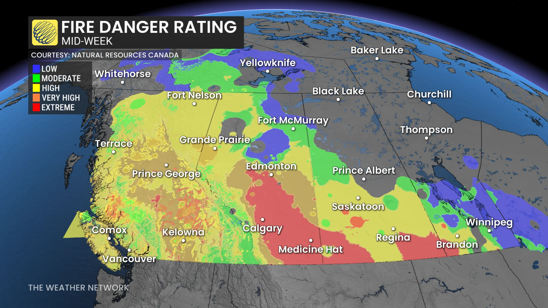 B.C. wildfire danger midweek