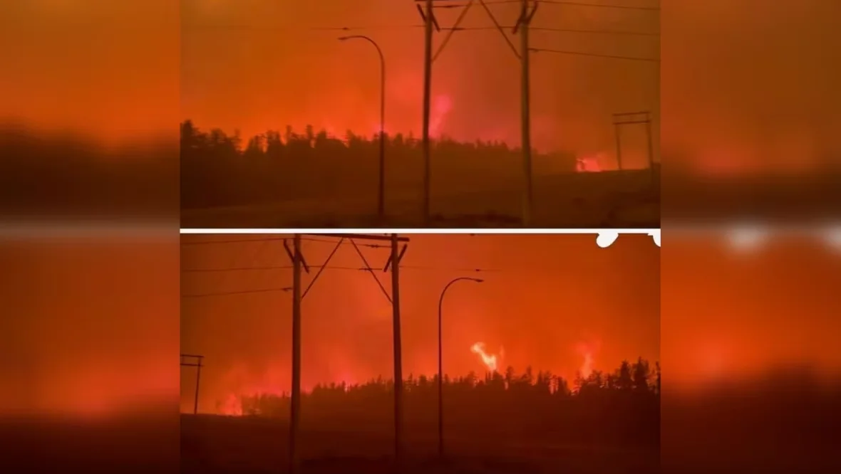 Leaf Rapids, Fire, Wildfire, Manitoba, Homes, Burning, Burn, July 24, 2025. ((Submitted to CBC by Government of Manitoba)