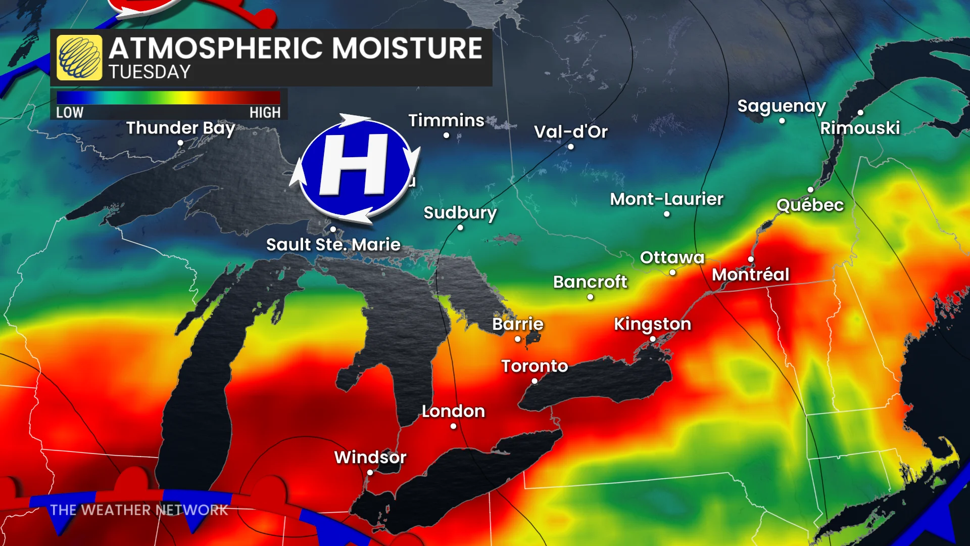 Baron - Ontario atmospheric moisture Tuesday - June24