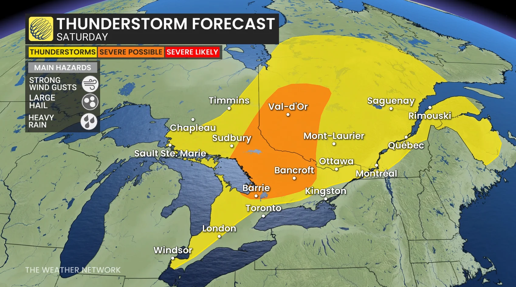Saturday, Ontario, Thunder, Thunderstorm, Storm, Rain, June 12, 2026. (The Weather Network/Tyler Hamilton)