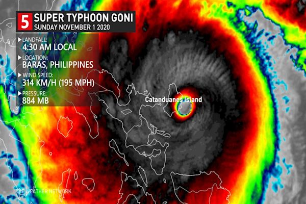 Strongest Storm Of Typhoon Goni Makes Landfall In The Philippines The Weather Network Strongest Storm Of Typhoon Goni Makes Landfall In The Philippines The Weather Network