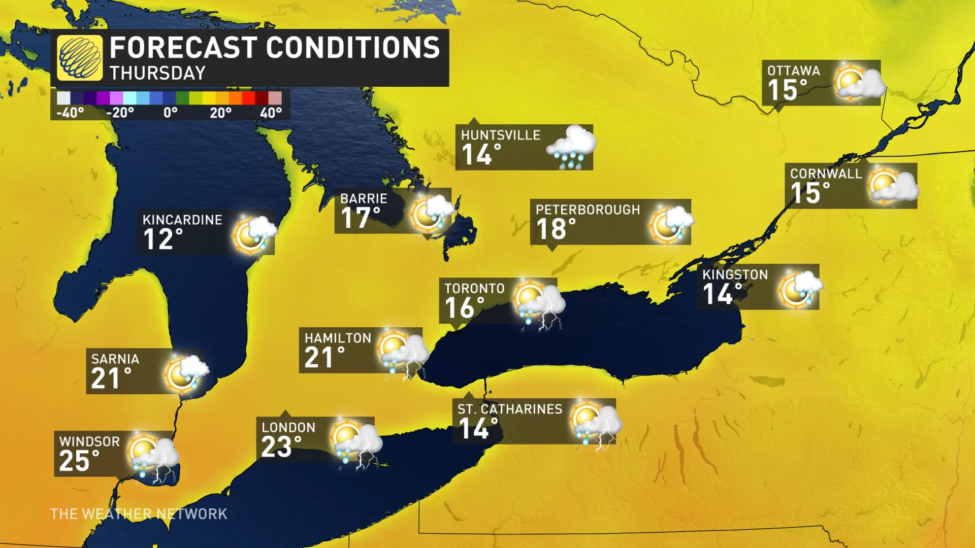 Baron - Ontario Thursday temperatures - April 22