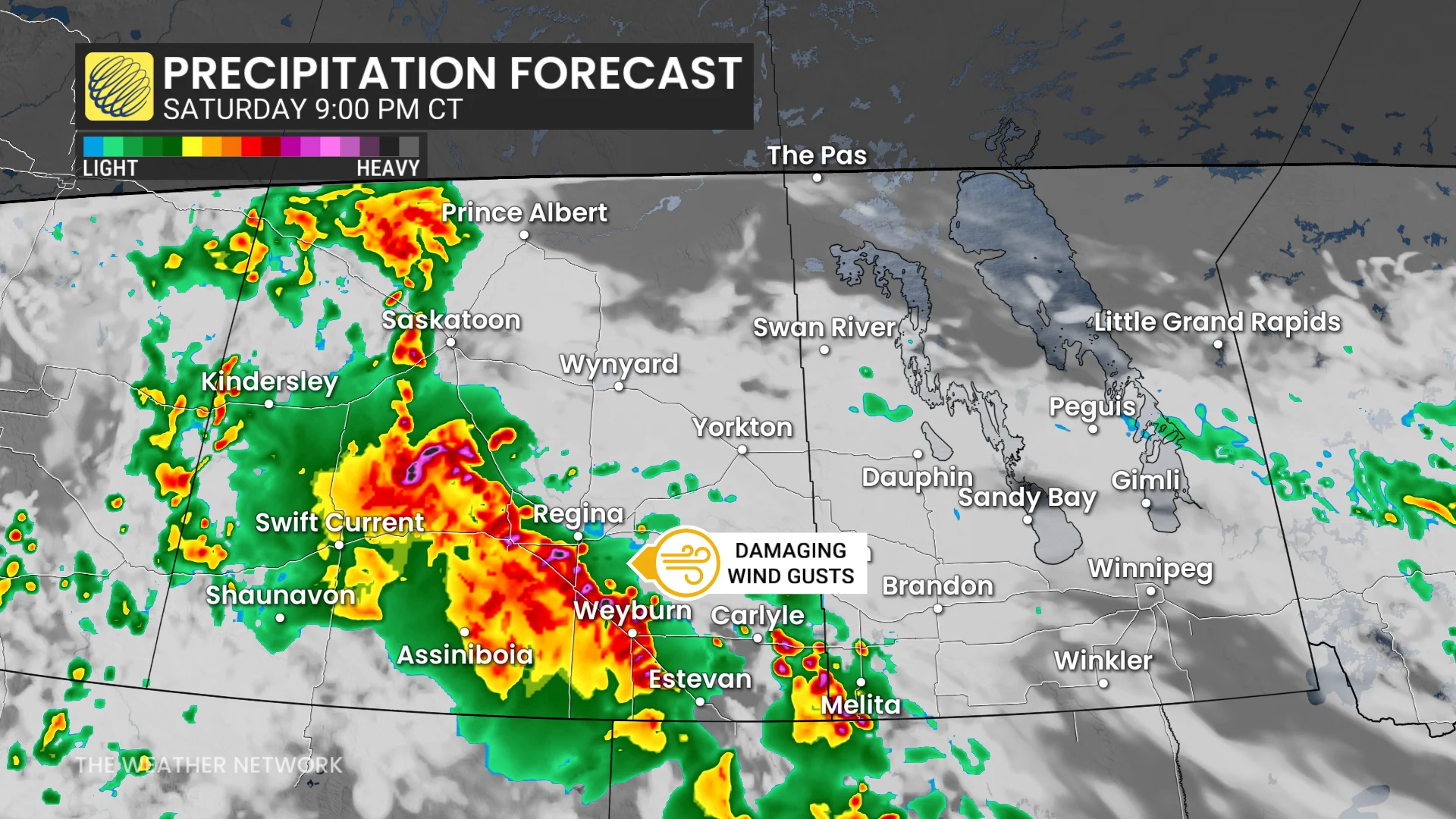 Prairies precipitation Saturday evening