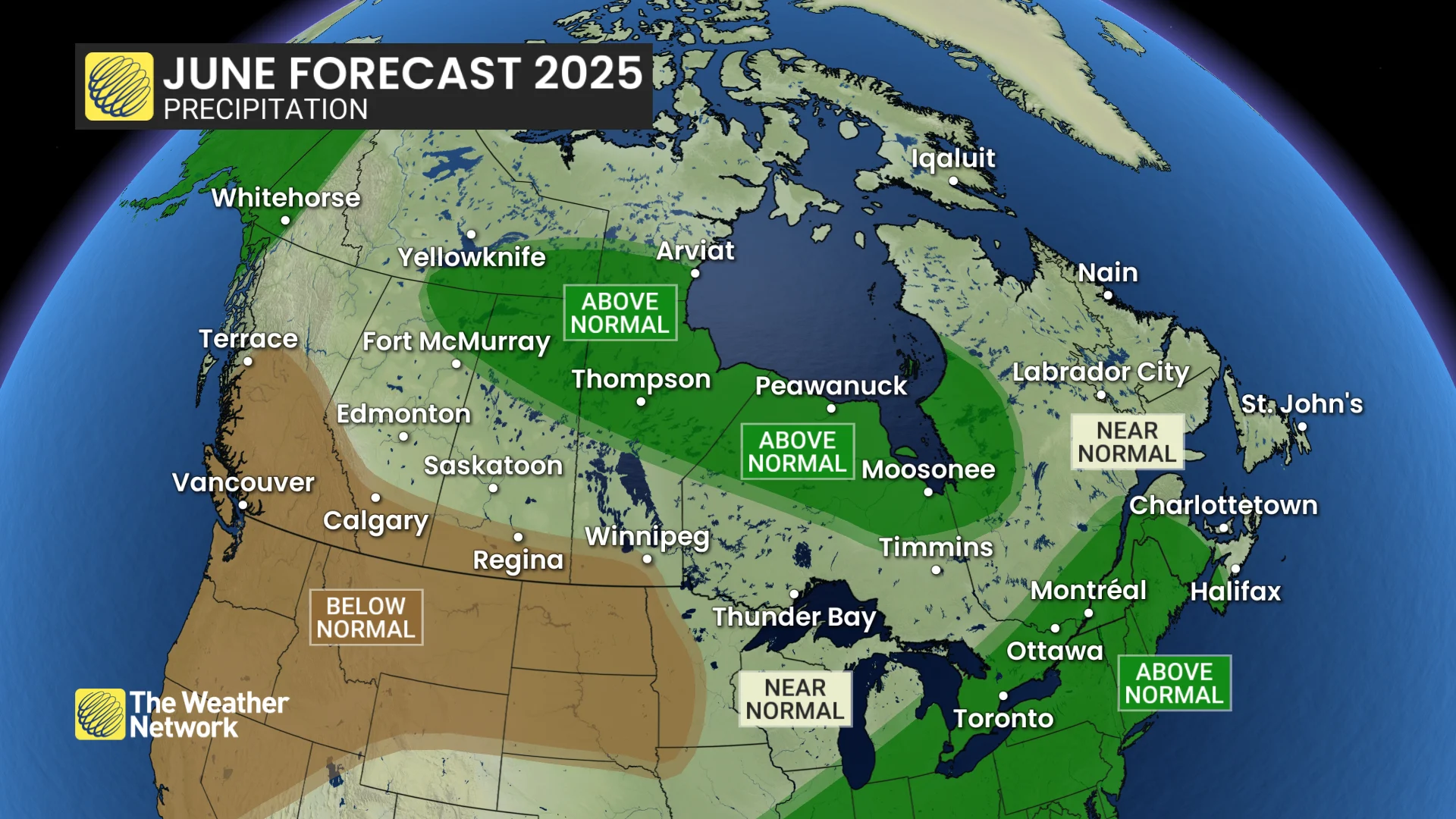 June 2025 precipitation forecast Canada