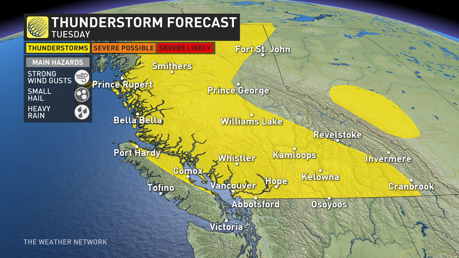 BC Tuesday storm risk Aug 29 2023