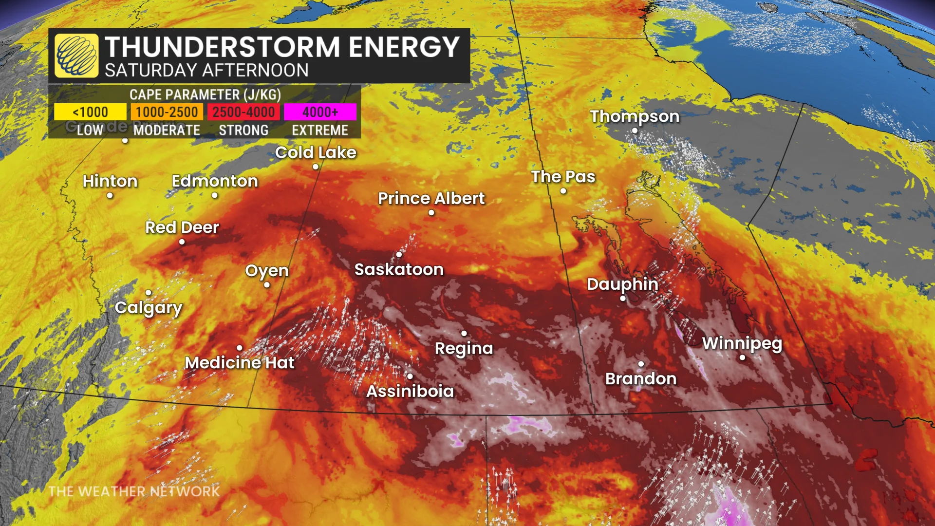 Prairies thunderstorm energy Saturday afternoon
