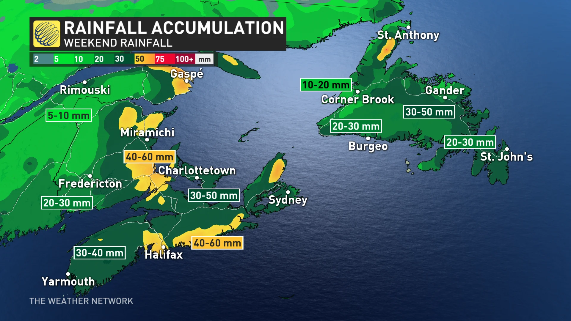 Weekend rainfall in Atlantic Canada_Nov. 23