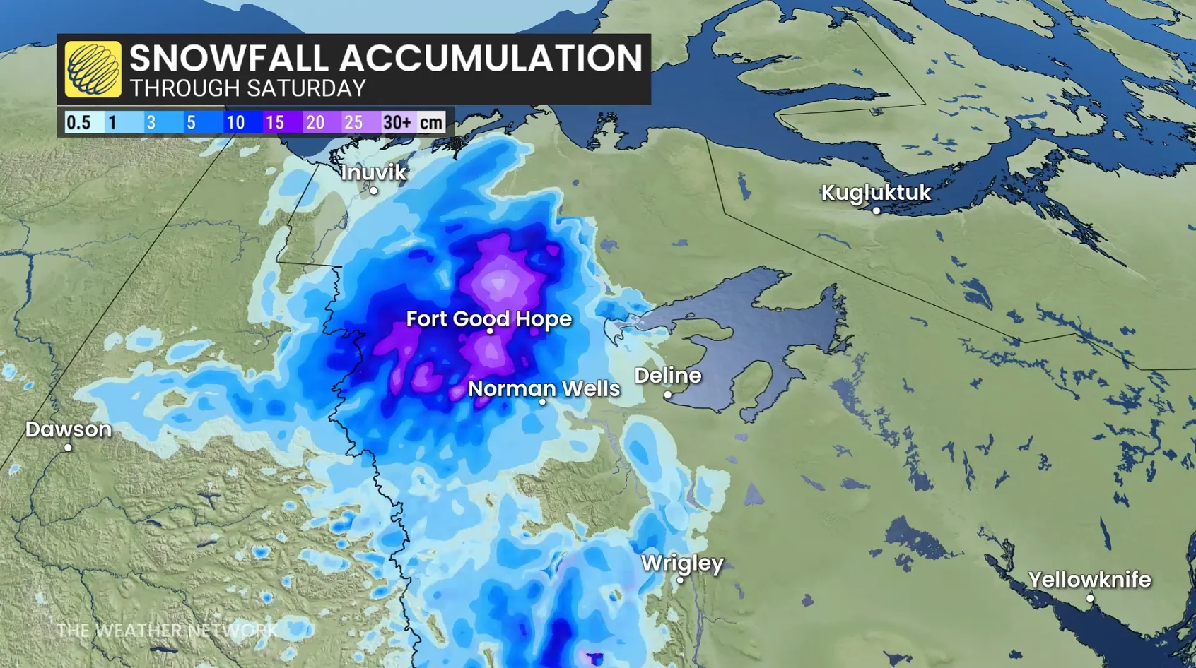 NWT Snowfall Accumulation Through Saturday