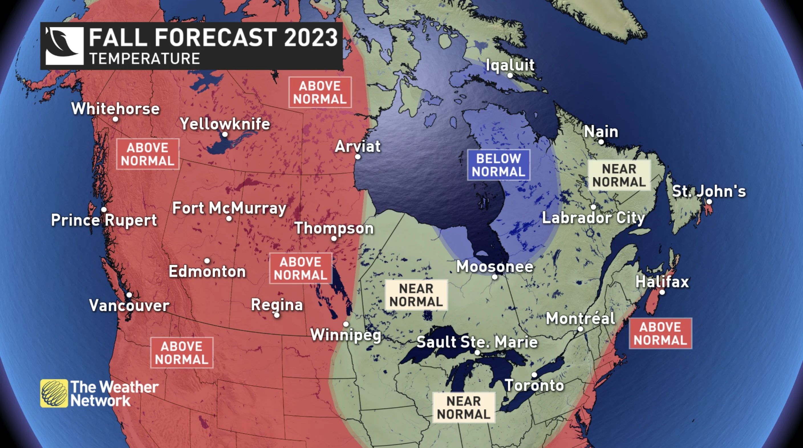 Canada's Fall Temperature pattern - 2023, The Weather Network