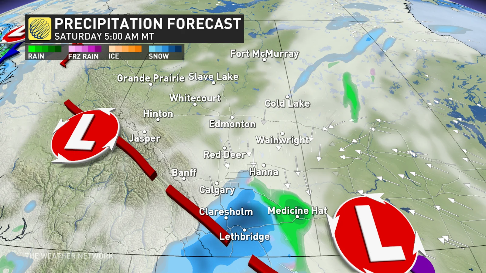 Alberta precip Saturday 5am