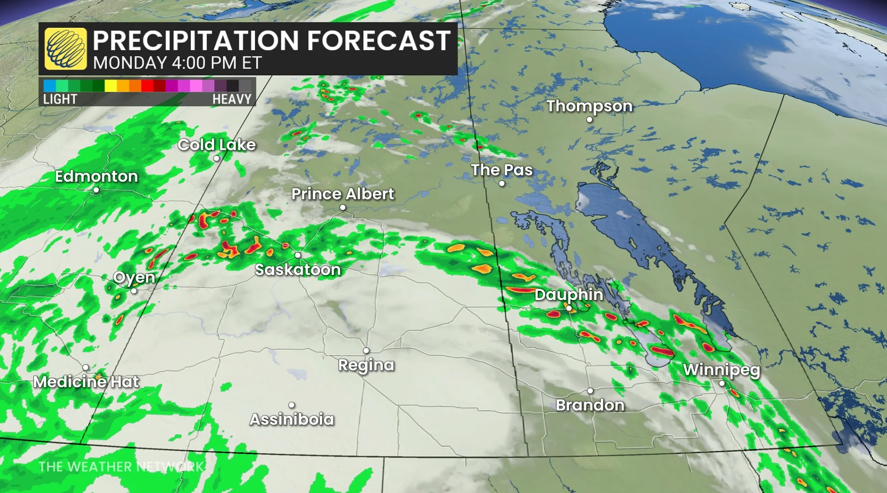 Baron - Prairies precipitation Monday 4 pm - June1
