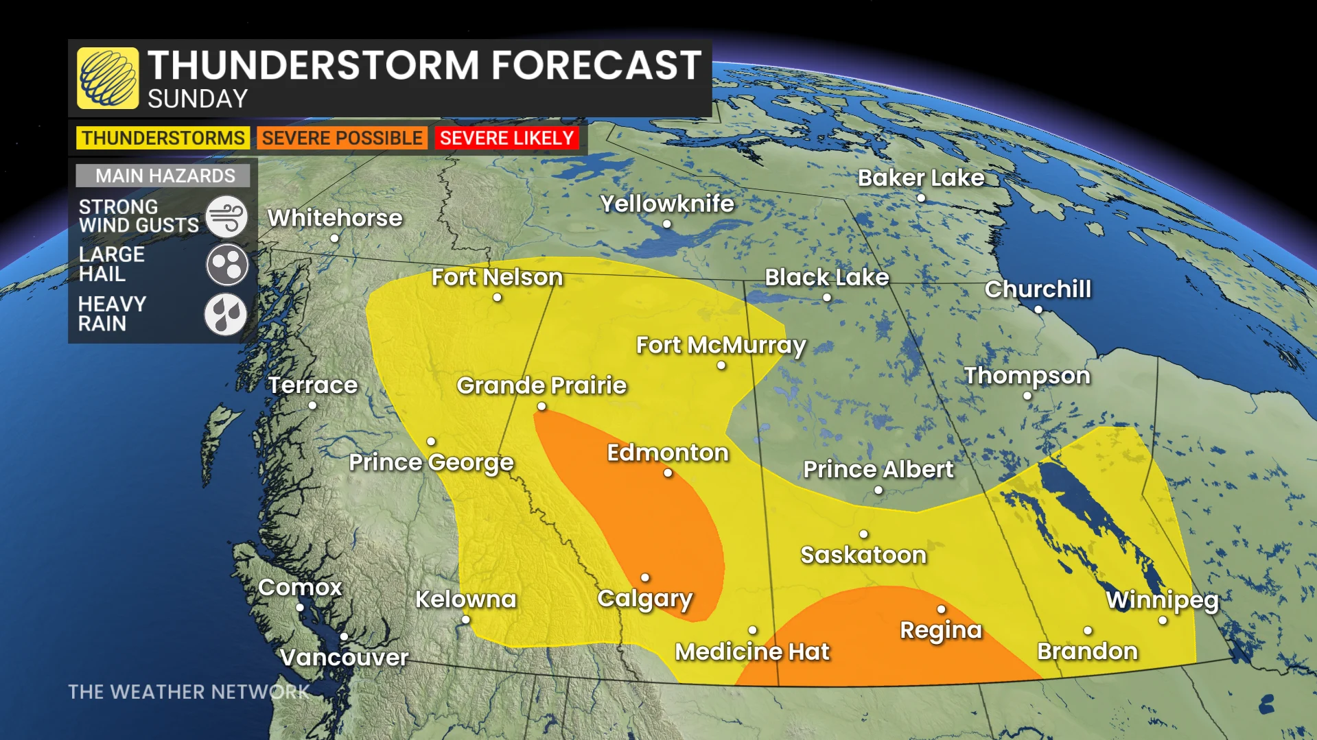 Prairies thunderstorm forecast Sunday