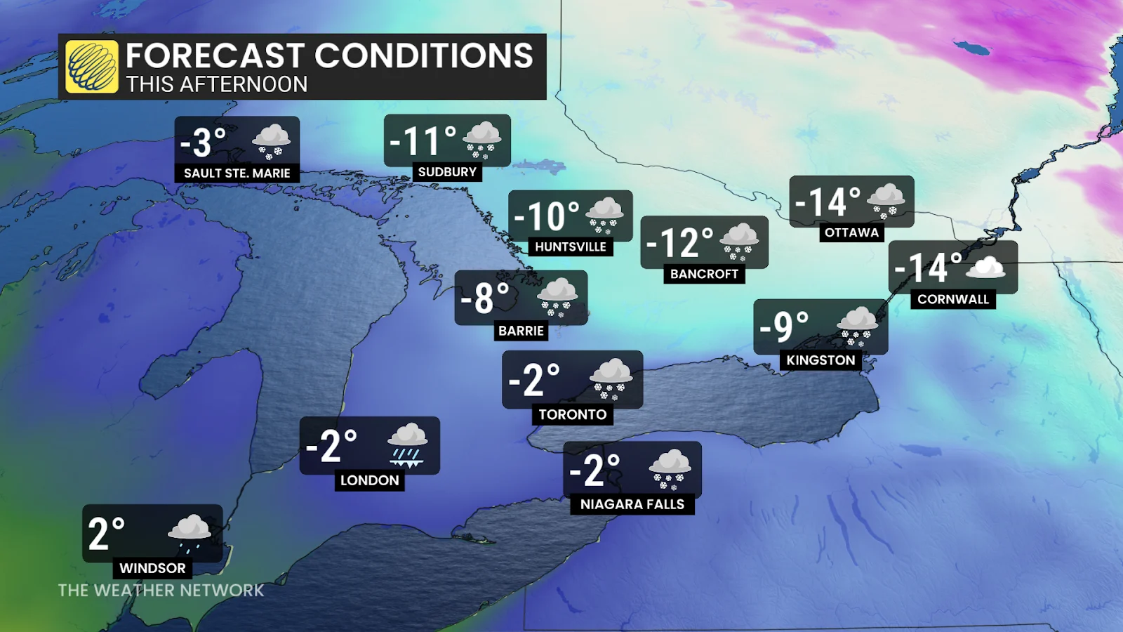 Boxing Day, Ontario, Snow, Ice, Snowfall, Storm, December 26, 2025. (The Weather Network)