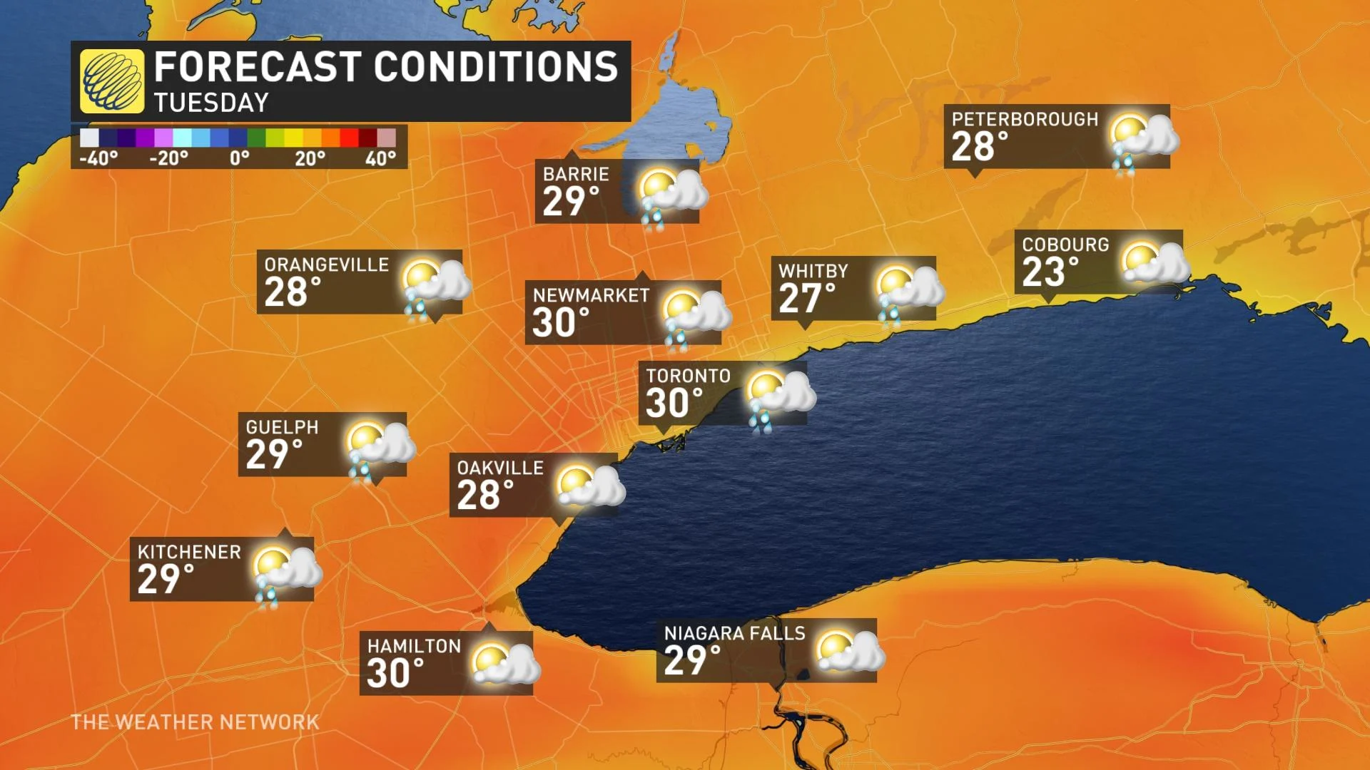 GTA TEMPERATURES TUESDAY