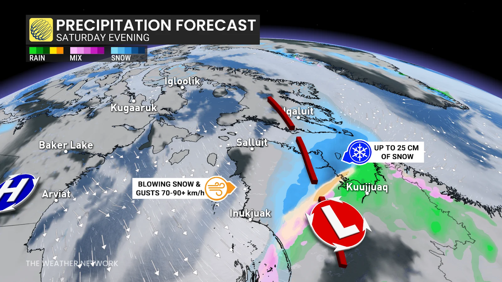 Quebec blizzard Saturday evening