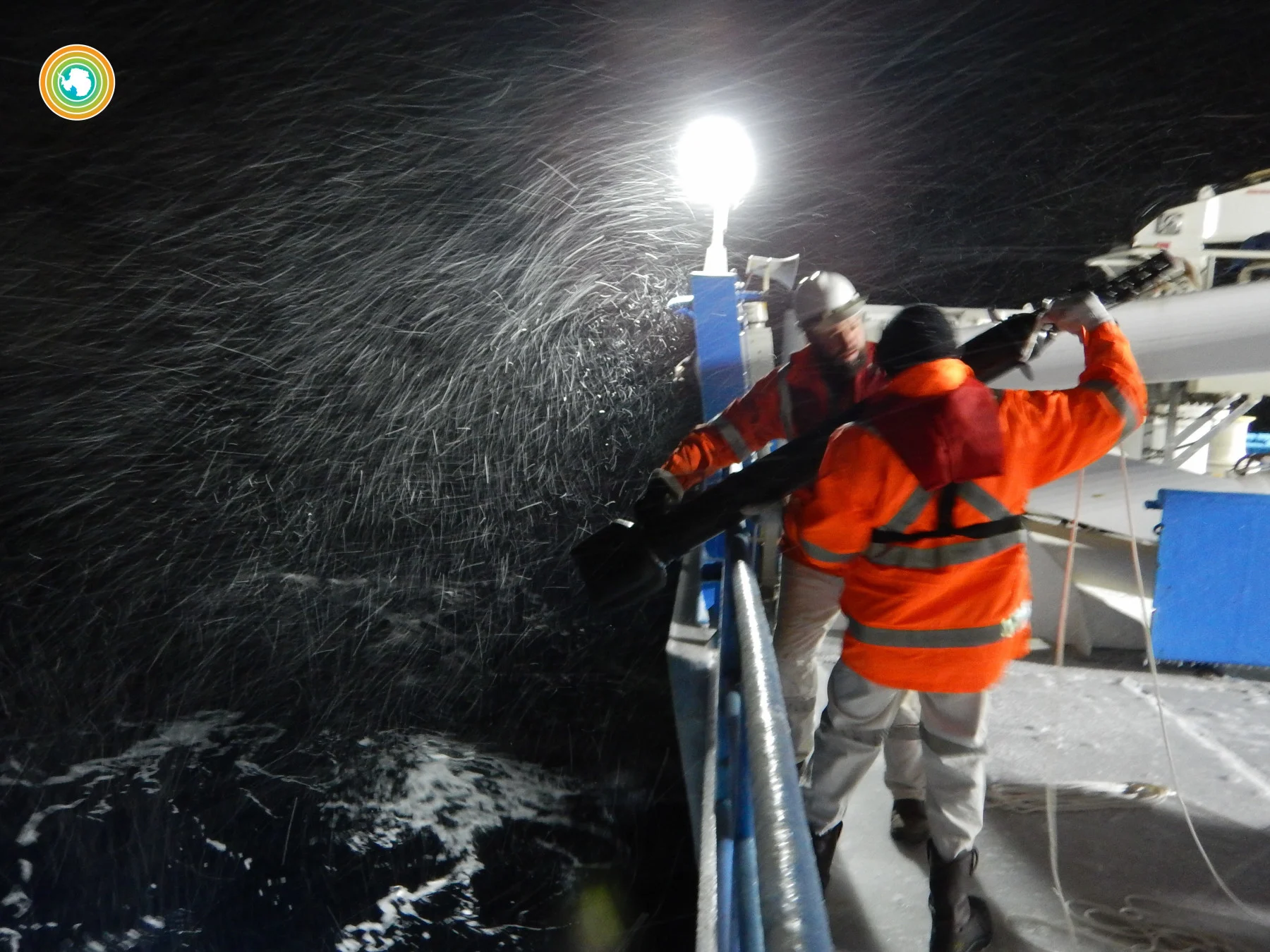 Scientists recording oceanic data near Antarctica. (SOCCOM Project/ Melissa Miller)