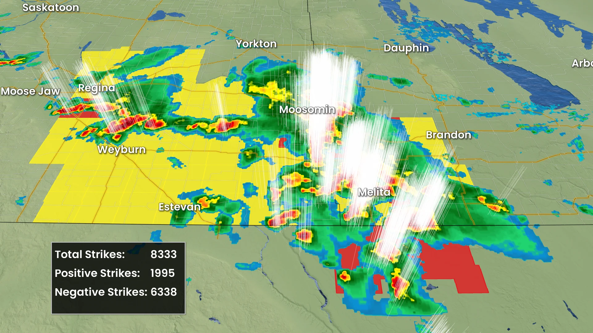 Sept. 11, 2025: Lightning strikes as of Thursday morning