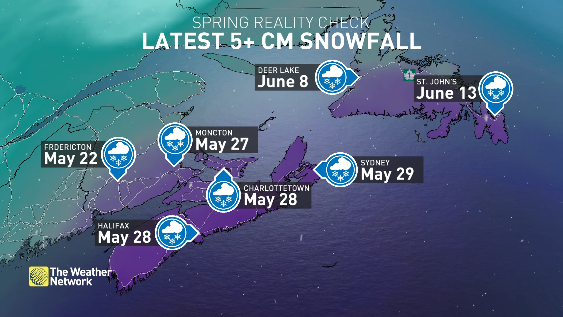 Baron - Latest spring snowfalls Atlantic Canada