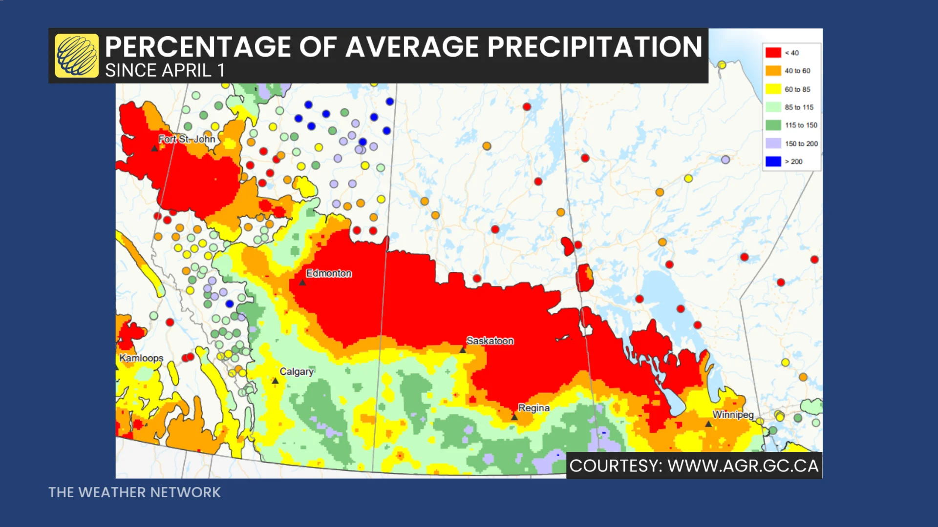 Baron - Average precipitation since April 1